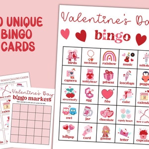 HA-EMORE Valentines Day Bingo Cards 28 Players Bingo Game Cards for Kids  Party School Classroom Exchange Family Activities Valentines Party Favors  Supplies 