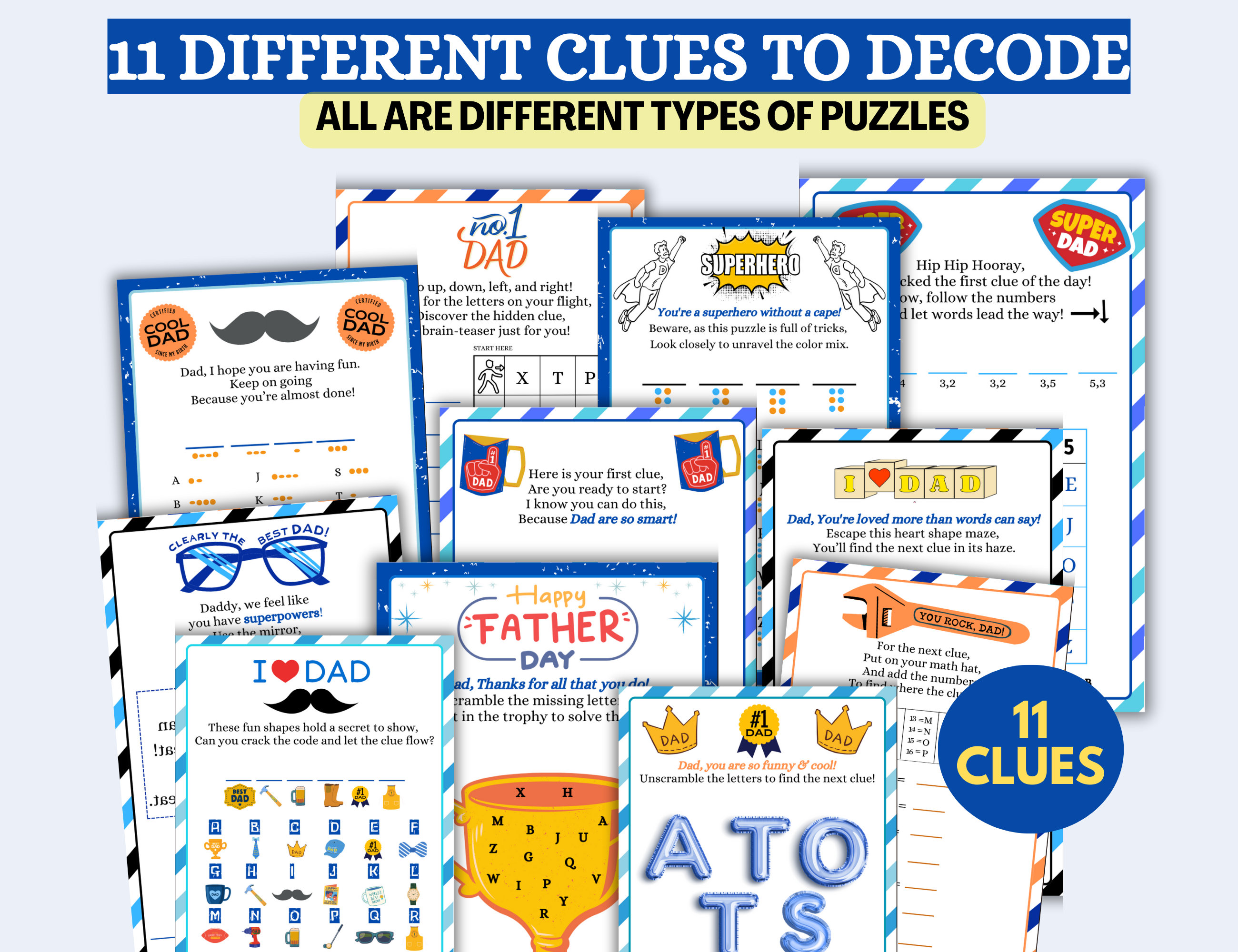 Afdrukbare Vaderdag speurtocht, vaderdag speurtocht voor vaders cadeau van  vrouw van kinderen, vader speurtocht indoor volwassen speurtocht, image size:2600x2000