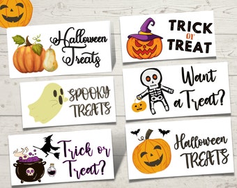 Halloween Treats Bag Topper, Printable Halloween Goodie Bag Topper, Candy Bag Toppers, Trick or Treat bags, Halloween Party favors tags