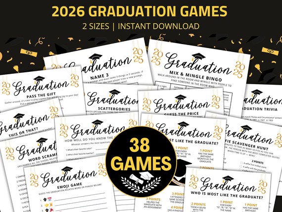 Graduation Games 2026, Graduation Party Games, Class of 2026 Graduation Games Bundle, Fun Grad Party Games Printable Graduation Activity