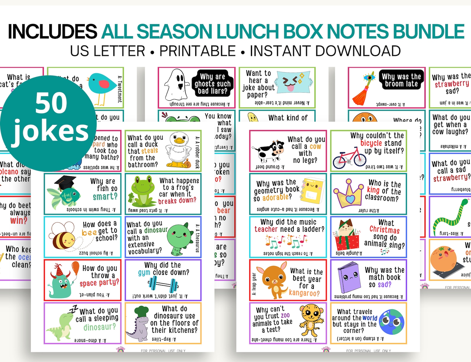 Lunch Box Notes Jokes for Kids, 120 Fun Lunch Box Jokes, Printable ...