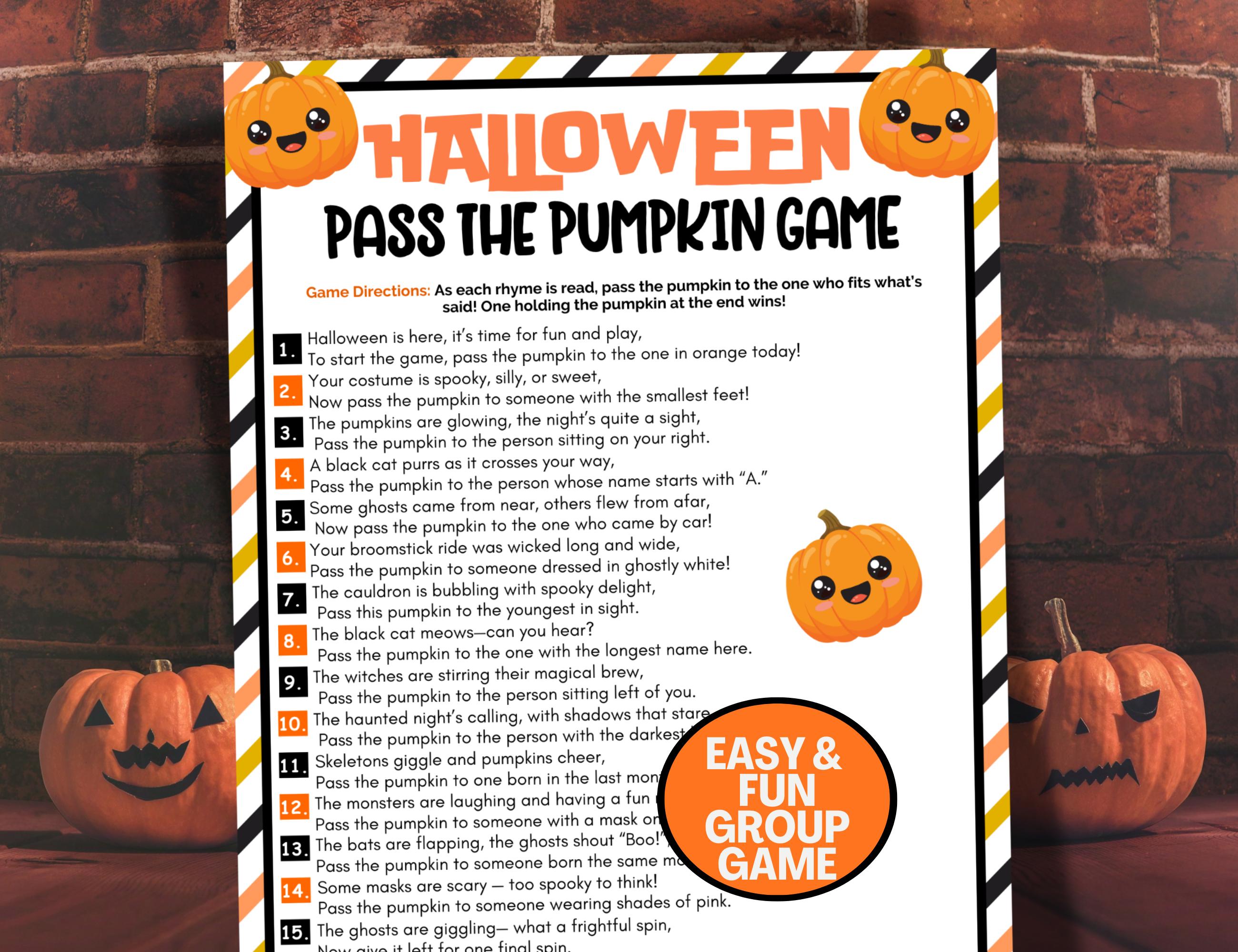 Pass the Pumpkin Game Printable Halloween Party Games for Kids ...