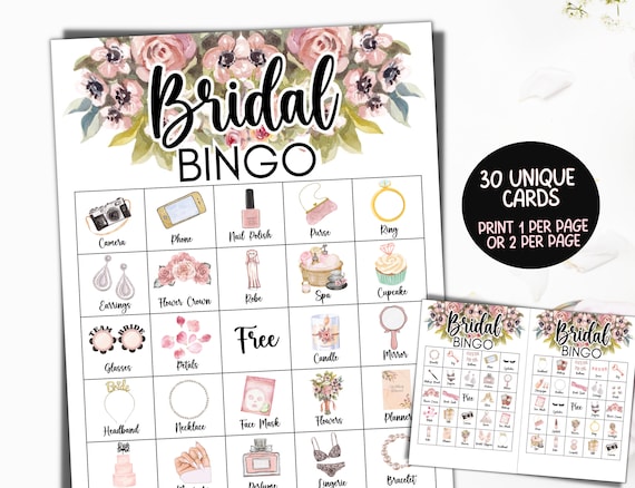 30 Bridal Shower Bingo Cards, Bridal Bingo Game, Hen Party, Wedding Shower Bingo, Bachelorette Party Bingo, Printable Bridal Shower Games