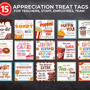 Appreciation Tags Bundle, Thank You Tags, Teacher Appreciation Week Tag, Employee Staff Appreciation Nurse Coworker Team Thank You Treat Tag