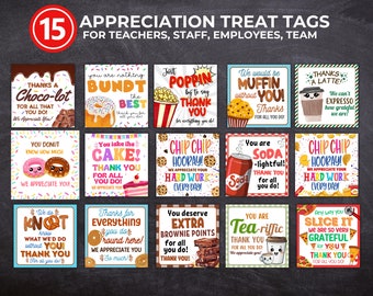Appreciation Tags Bundle, Thank You Tags, Teacher Appreciation Week Tag, Employee Staff Appreciation Nurse Coworker Team Thank You Treat Tag