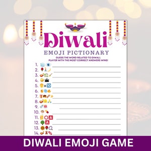 Diwali Emoji Game, Diwali Emoji Trivia, Printable Diwali Game For Kids and Adult, Fun Diwali Activity, Instant download