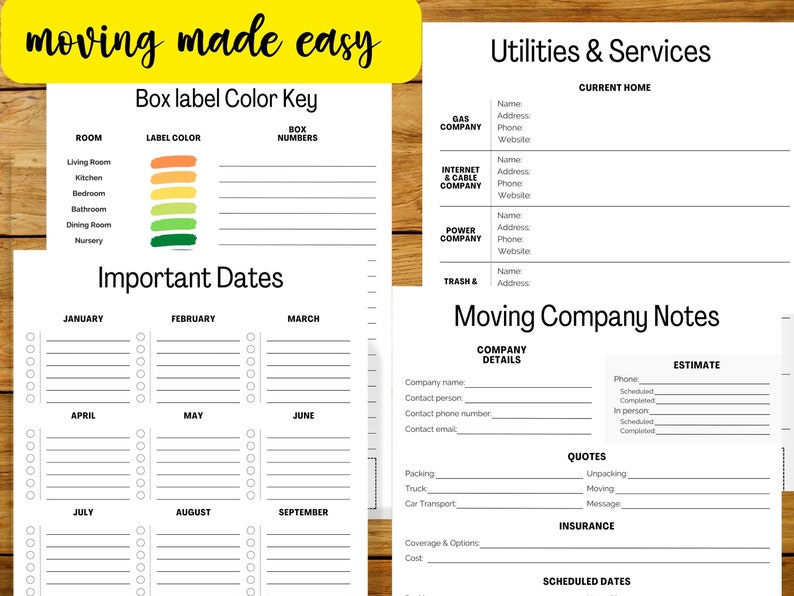 Moving Checklist, Moving Planner