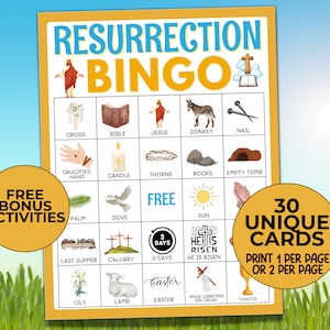 30 Resurrection Bingo Cards, Religious Easter Bingo, Easter Story Bible ...
