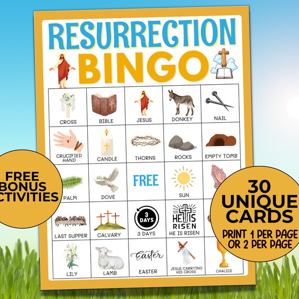 30 Resurrection Bingo Cards, Religious Easter Bingo, Easter Story Bible Bingo, Easter Sunday Church Bingo, Holy Week Game Easter Activity