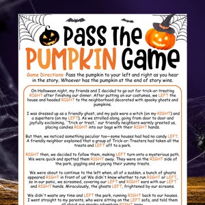 Halloween Party Pass the Pumpkin Game, Left Right Halloween Story Game ...