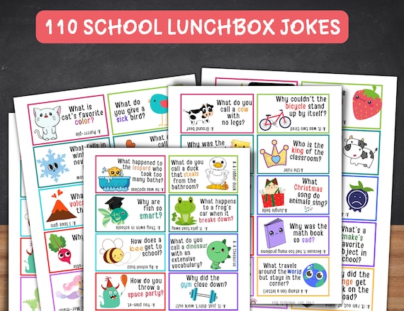 Lunch Box Notes Jokes For Kids, 120 Fun Lunch Box Jokes, Printable School Lunch Notes, Lunchbox Cards, Back To School Jokes PDF BUNDLE