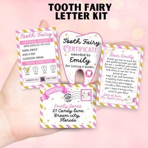 Mini Tooth Fairy Letter Set- Editable Tooth Fairy Letter Kit, Receipt, Mini Envelope, Certificate, Tooth Fairy Note, Tooth Fairy Report