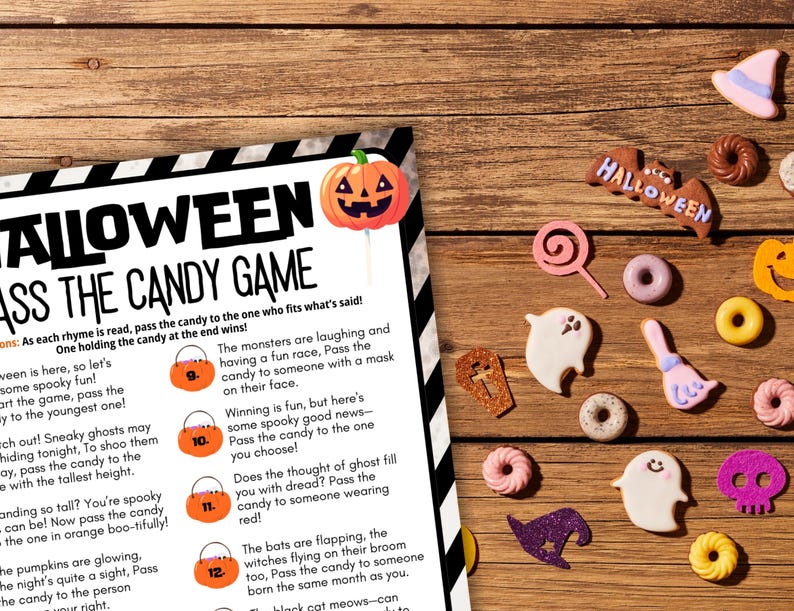 Halloween Pass the Candy Game Printable Halloween Activity, Easy Fun ...
