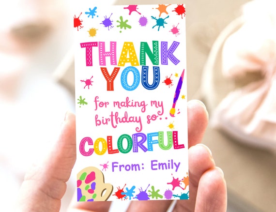 Art/Paint birthday party favor tags, kids painting party, art party favors, Editable art/paint theme party thank you tags for treat bags