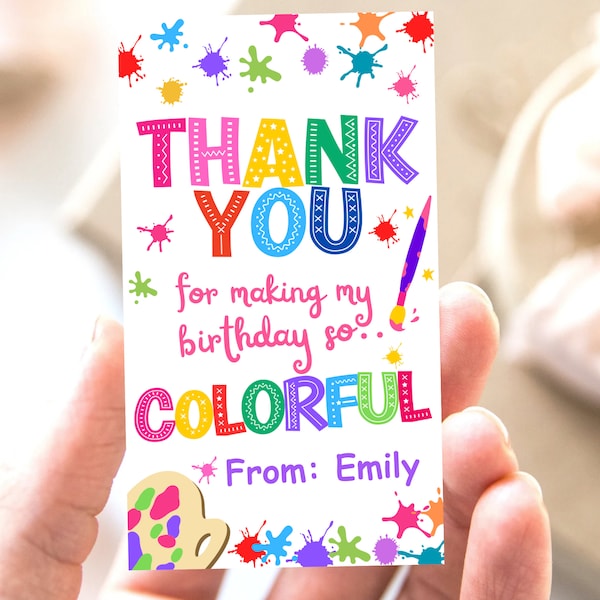 Art/Paint birthday party favor tags, kids painting party, art party favors, Editable art/paint theme party thank you tags for treat bags