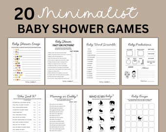 Baby Shower Games Bundle, Minimalist Gender Neutral Baby Sprinkle Activities, Printable Simple Baby Shower Games And Activity