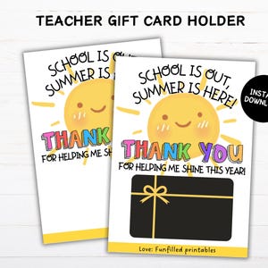 Carte cadeau de fin d'année scolaire pour enseignant
