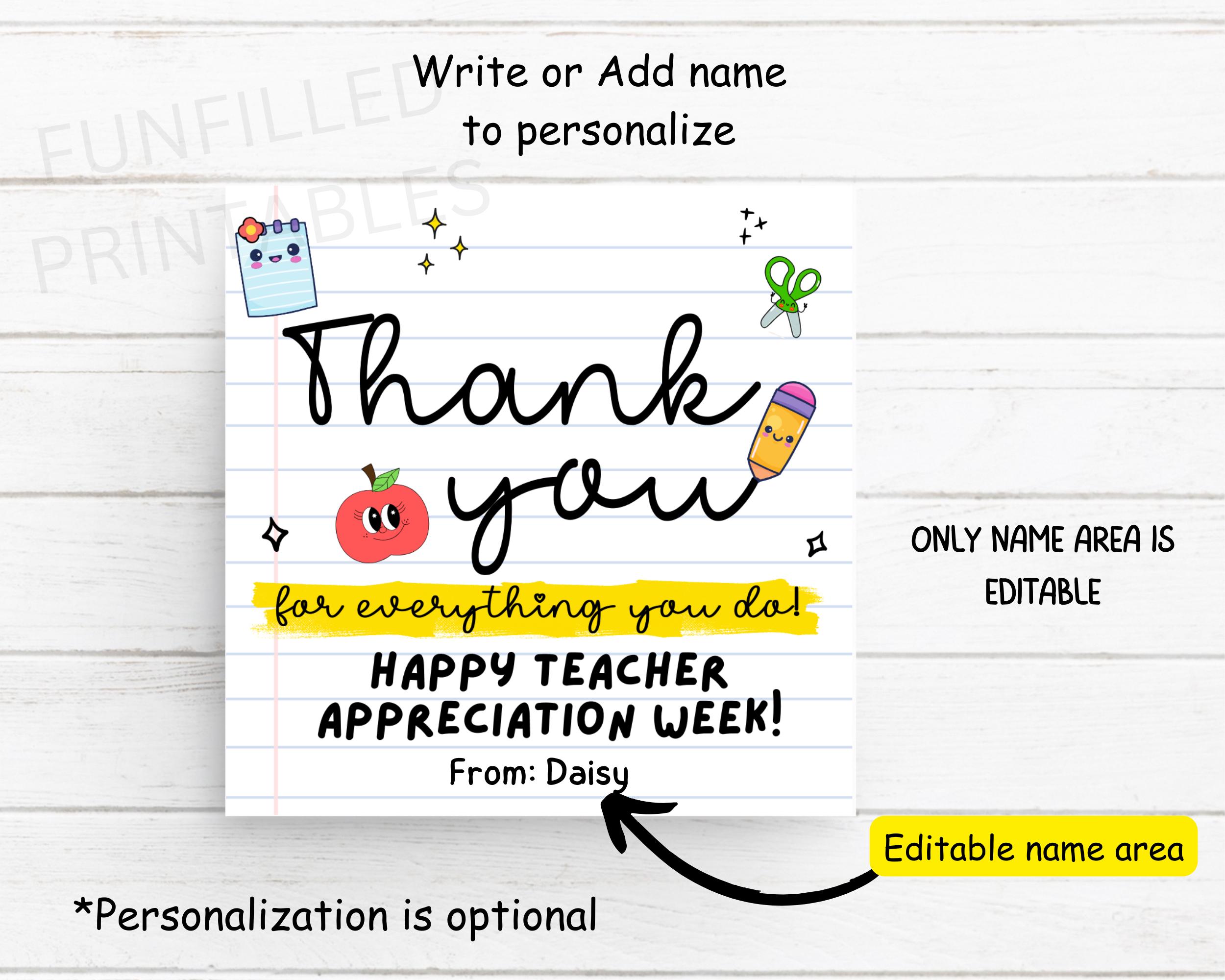 Teacher Appreciation Gift Tags Thank You Teacher Gift Tags, End of ...