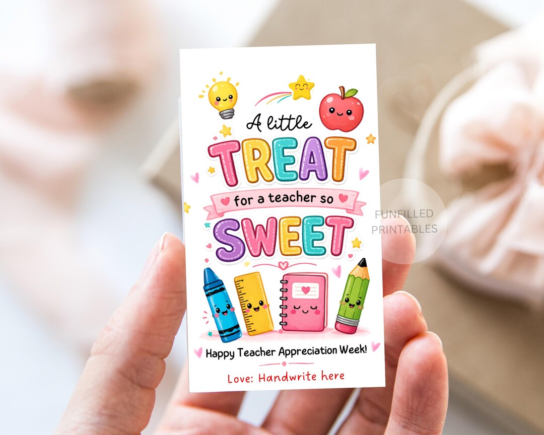 Teacher Appreciation Week Tags, Sweet Treat Gift Tag, Thank You Teacher ...