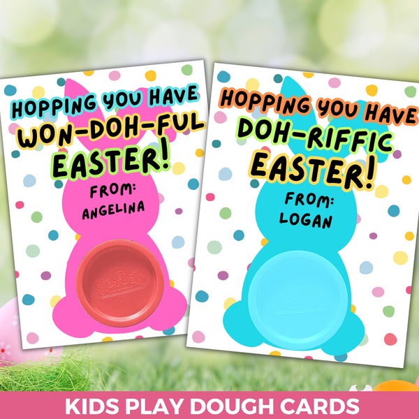 Easter Play Dough Gift Card Printable, Easter Play Doh Holder, Non Candy Easter Class Gifts, Play Dough Favors, Kids Easter Class Favors