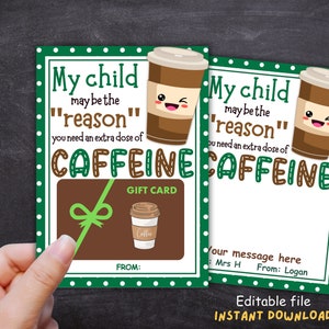 Porte-carte cadeau café pour enseignant, rentrée des classes, cadeau café pour la rentrée des classes, carte de remerciement pour enseignant, remerciement de fin d'année pour enseignant