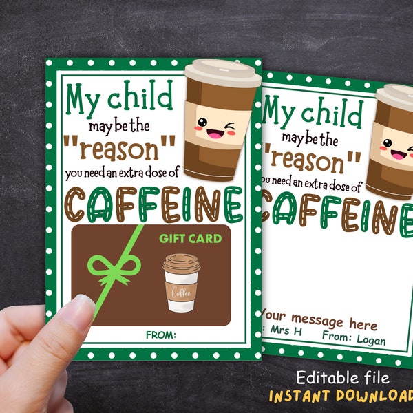 Teacher Coffee Gift Card Holder, Teacher Appreciation Card, End Of Year Teacher Thank You, Back To School, First Day of School Coffee Gift