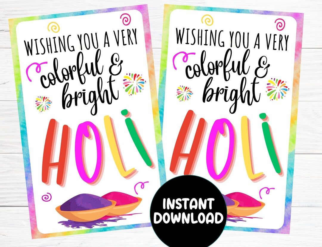 Holi Tag Printable Happy Holi Gift Tag Indian Festival of Etsy