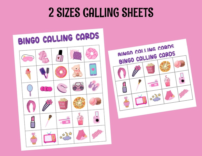 Sleepover bingo game, Slumber party bingo, Pajama Party bingo, Slumber Party Games, Sleepover Party, Birthday party bingo games printable image 4