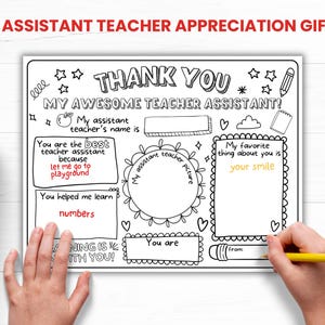 Geschenk für Lehrerin zum Ausdrucken, Danke Malseite für Kinder, Alles über meinen Lehrer, Danke, Lehrerhelferin, Geschenk zum Ausdrucken