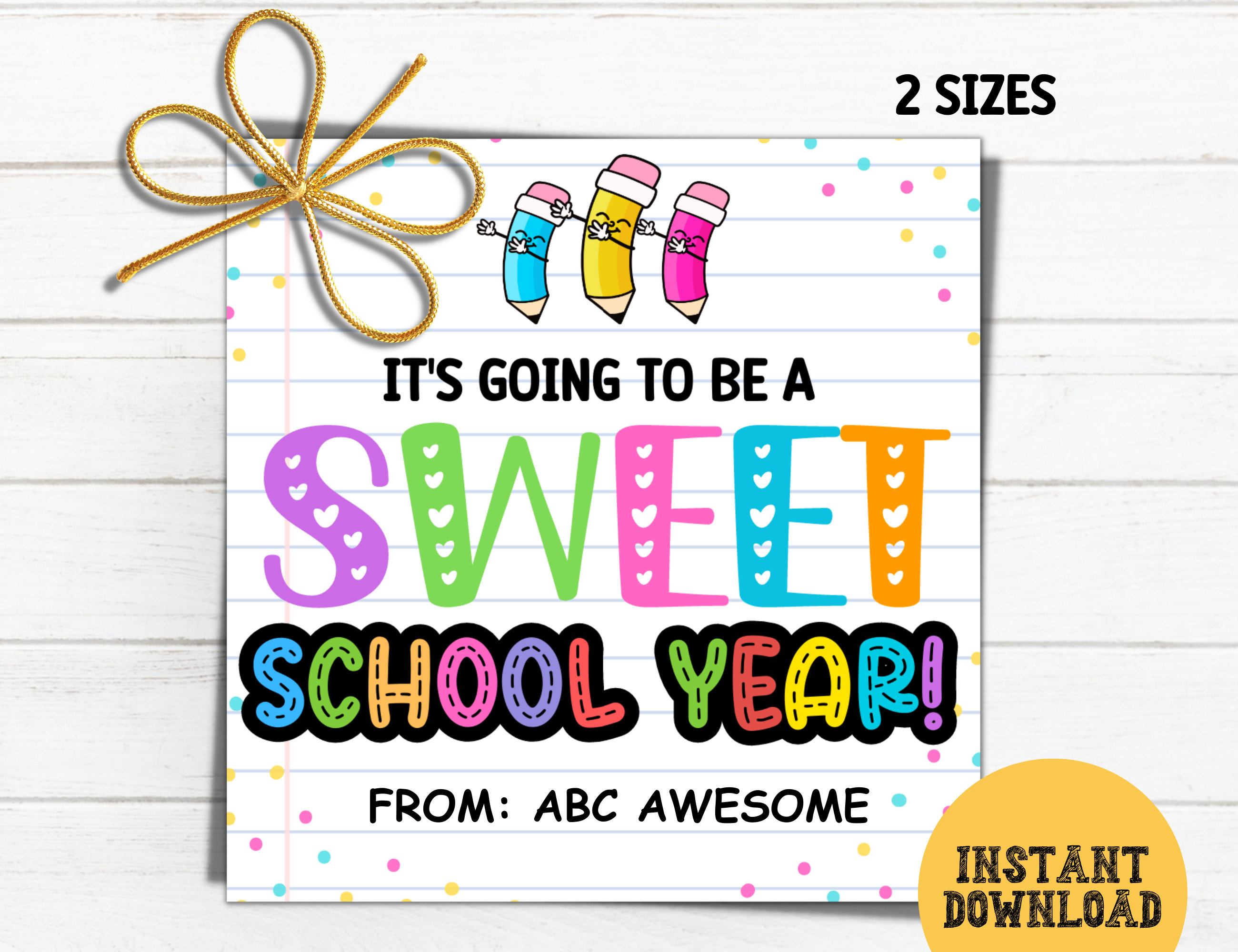 first day of school treat tag, back to school / new school year