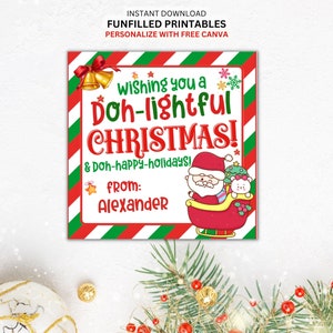 Christmas Play Dough Tag, Non Candy Christmas Classroom Gift, Kids Christmas Play Doh Gift, Play Dough FavorDoh-Lightful Winter Holiday Gift