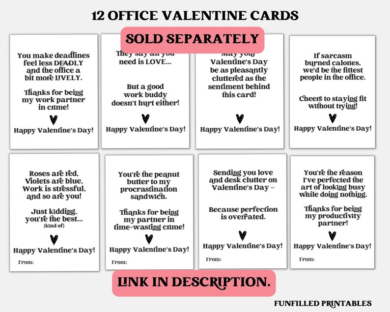 Coworker Valentine, Funny Valentine Card, Office Valentine Gift For Colleagues Employees Staff, Printable Valentine gift tag, work valentine image 3