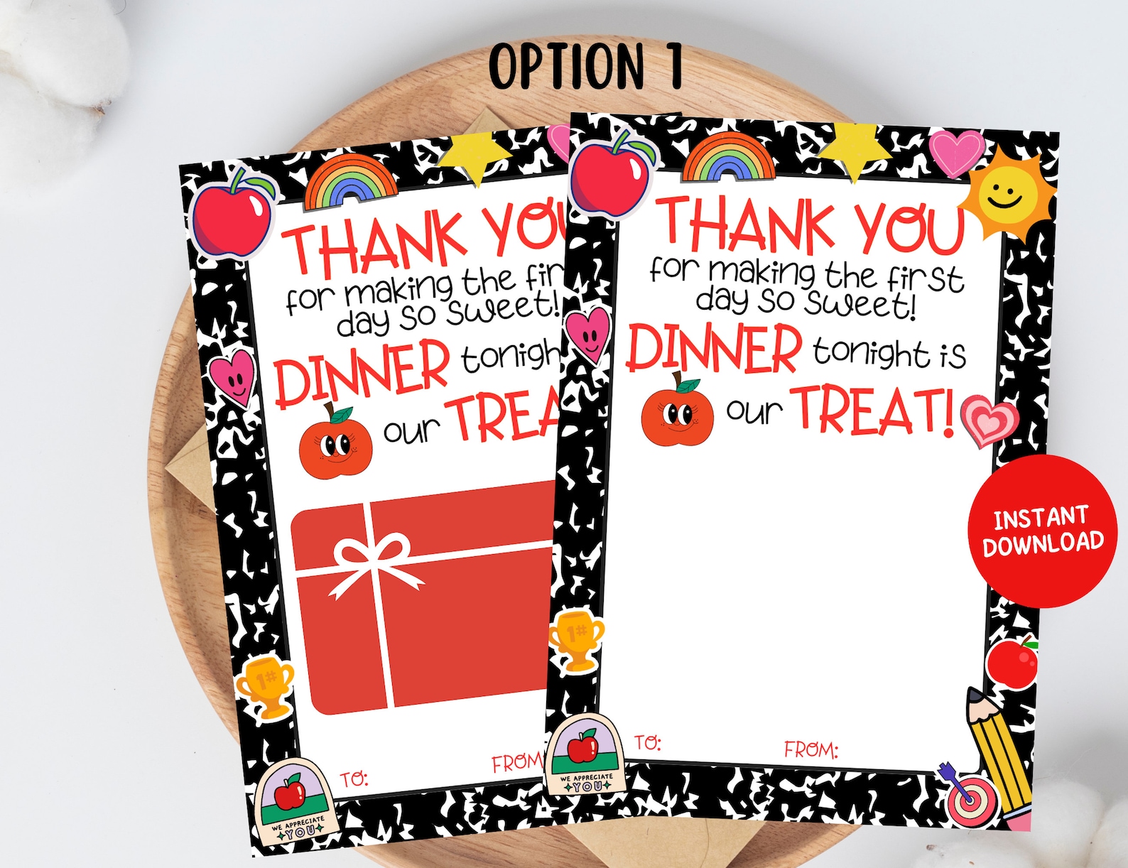 First Day of School Teacher Gift Card Holder Printable, Back to School ...