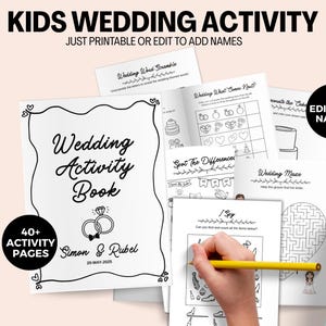 Wedding Kids Activity Pack Printable, Wedding Coloring Book Download, Kids Wedding Activities, Personalized Wedding Activity Pack For Kids
