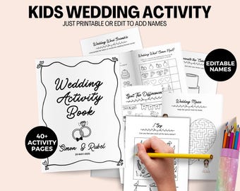 Kids Wedding Activity Book, Printable Wedding Activity PacK For Kids Wedding Coloring Book Games, Personalized Wedding Activity Pack
