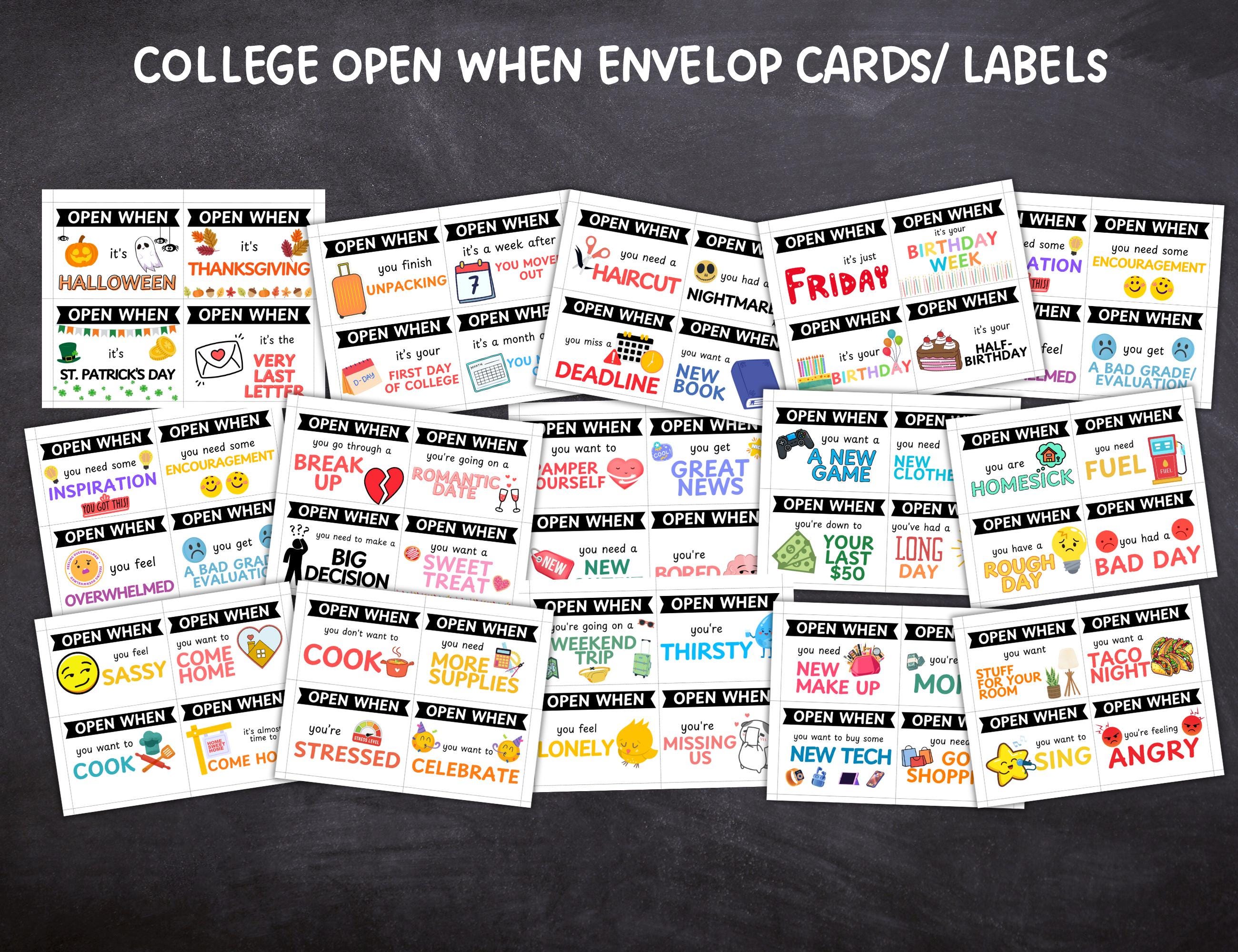 Student Envelopes Open When Letters Envelopes College Gifts, College Care Package, Open ...