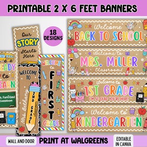 Back to School Classroom Decor Printable Banners Template, Welcome Back Door Banner, First Day Teacher Door Sign, Canva Editable 2x6 Banner immagine 11
