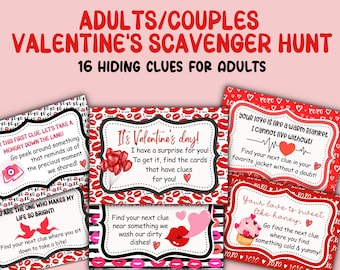 Romantic Valentine's adult scavenger hunt game for couples, Valentines day gift scavenger hunt for boyfriend/husband/him/wife/her/girlfriend