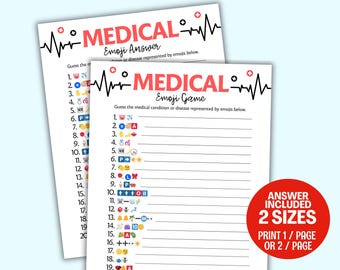 Medical Game Emoji Game Printable Nursing Games, Doctor Games, Radiology Games, Hospital Party Activities, Nursing Graduation Games/ Week