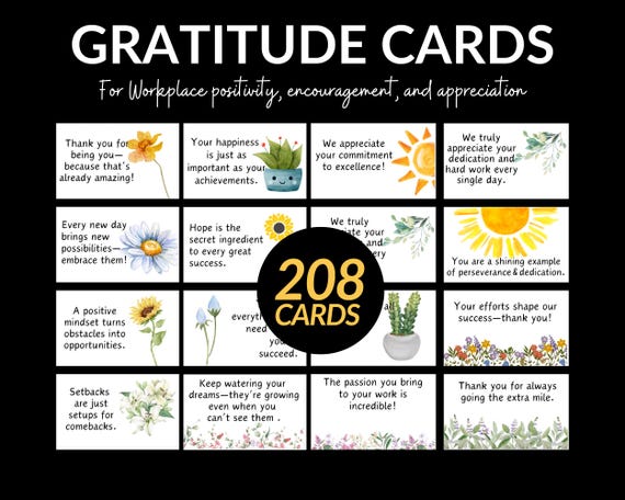 Gratitude Cards Printable, Employee Appreciation Encouraging Notes For Work, Motivation Positive Quotes Affirmation Card Encouragement Cards