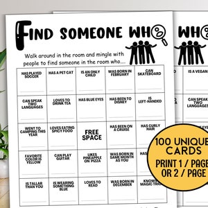 Get to Know You Mingle Bingo, Find Someone Who, Find the Guest Bingo, Icebreaker Activity, Team Building Game Office Bingo