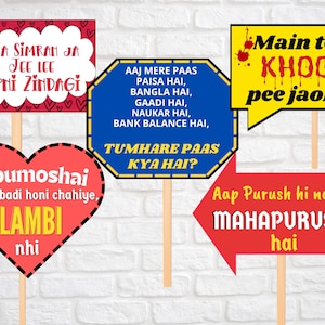 Bollywood Film Dialogue Photo Booth Props, Bollywood Party Signs, Desi ...
