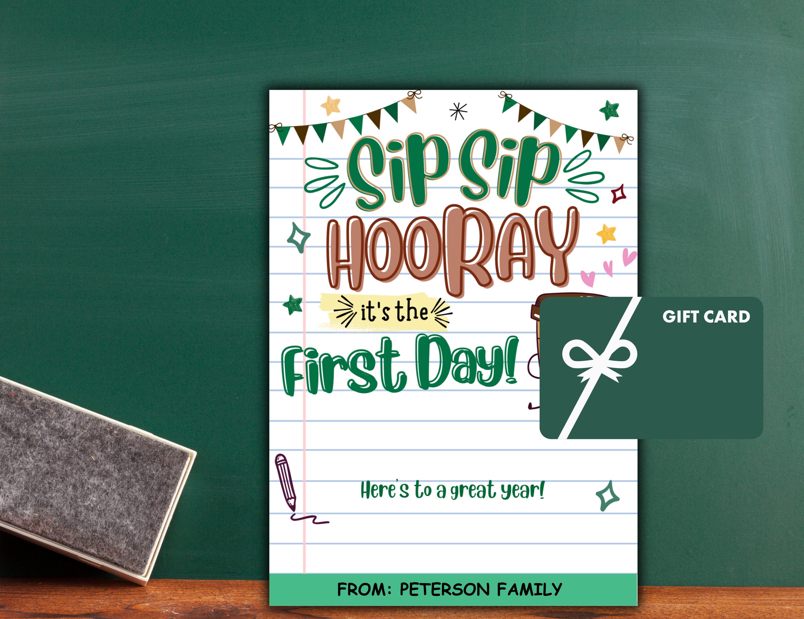 First Day of School Teacher Coffee Gift Card Holder, Back to School ...