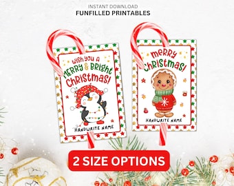 Christmas Candy Cane Holder For Kids, Candy Cane Favors Tags, Candy Cane Gift Tags, Christmas Classroom Favors, Printable Christmas Gift Tag