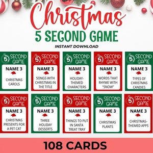 5 Second Christmas Game, Christmas Party Games, Group Christmas Printable Game , Fun Christmas Activity For Kids Adults | Holiday Party Game