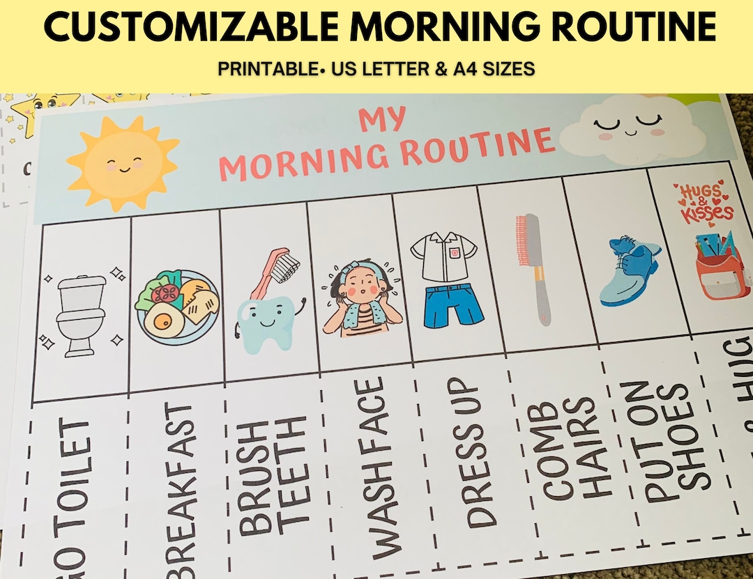 Custom visual morning routine chart for kids toddler routine list