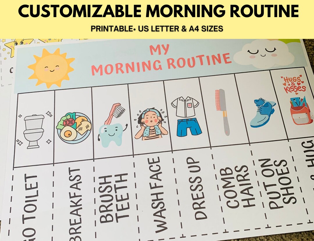 Custom Visual Morning Routine Chart For Kids Toddler Routine List