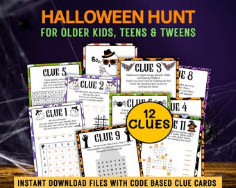 Halloween-schattenjacht voor oudere kinderen, tieners Halloween-speurtocht, Halloween-activiteit, Tweens Halloween-spelletjes puzzels