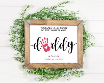 Daddy Handprint Gift From Kids, Personalized Fathers Day Gift for Dad, Daddy Gift Printable Handprint Art Craft DIY Baby Kids Toddler Card