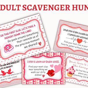 Anniversary Scavenger hunt, Adult Romantic Couple scavenger hunt for spouse husband boyfriend wife girlfriend/ birthday surprise gift idea